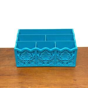 Refurbished Teal Blue Desk Organizer‎ Stationary Caddy Mail Holder Lerner